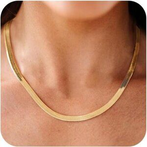 Gold Necklace for Women-14K Plated/S925 sterling silver Snake Chain Necklace